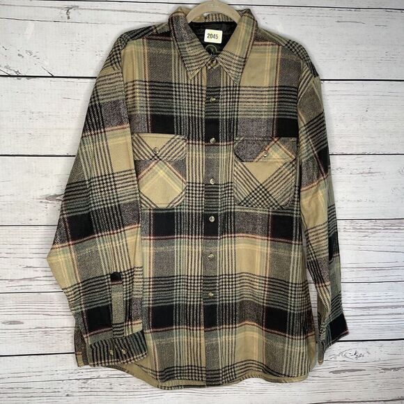 Berne Mens Plaid Slate 100% Cotton Flannel Shirt Jacket Button Down Large - Picture 4 of 10